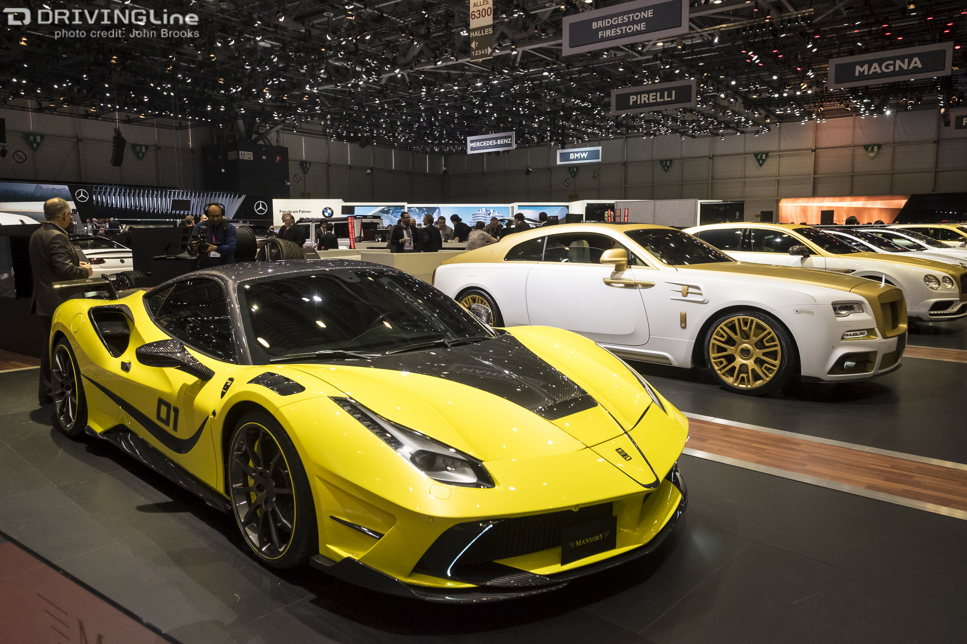 Mansory's take on a Ferrari F488, yellow 4XX Siracusa performance car at 2016 Geneva international Motor Show