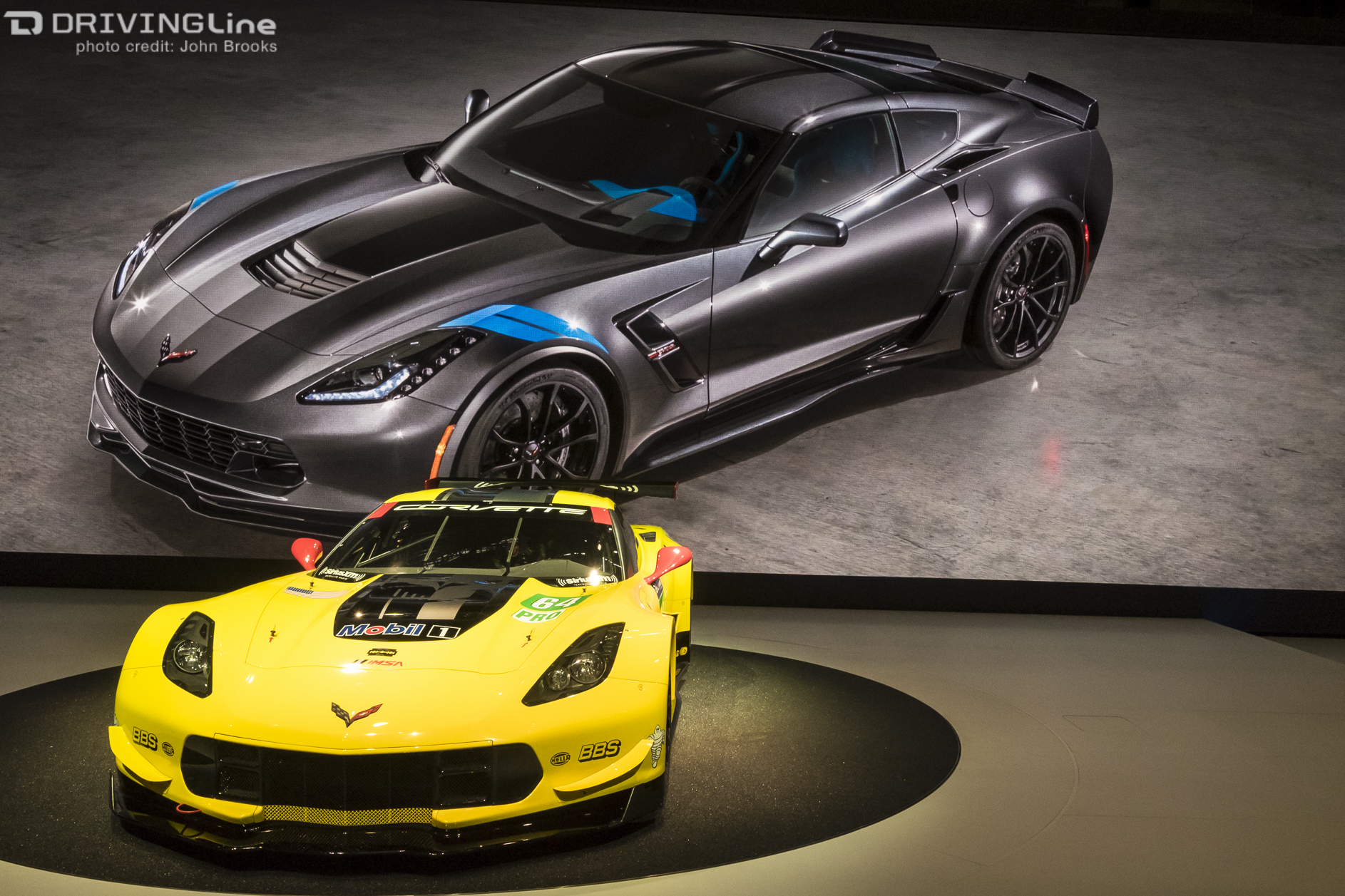 yellow Corvette C7-R at 2016 Geneva International Motor Show
