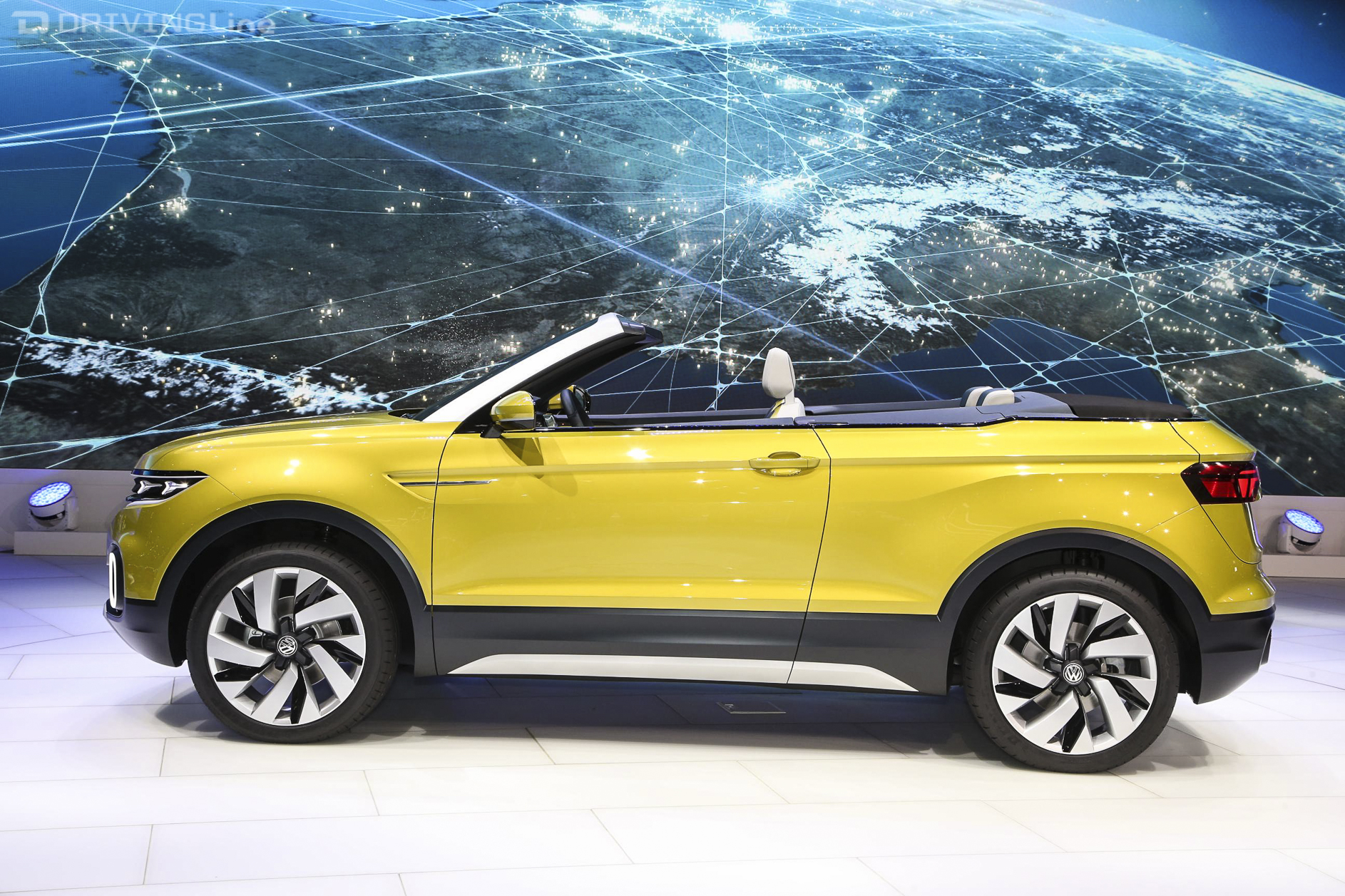 yellow Volkswagen entry-level SUV model T-Cross Breeze at 2016 Geneva International Motor Show
