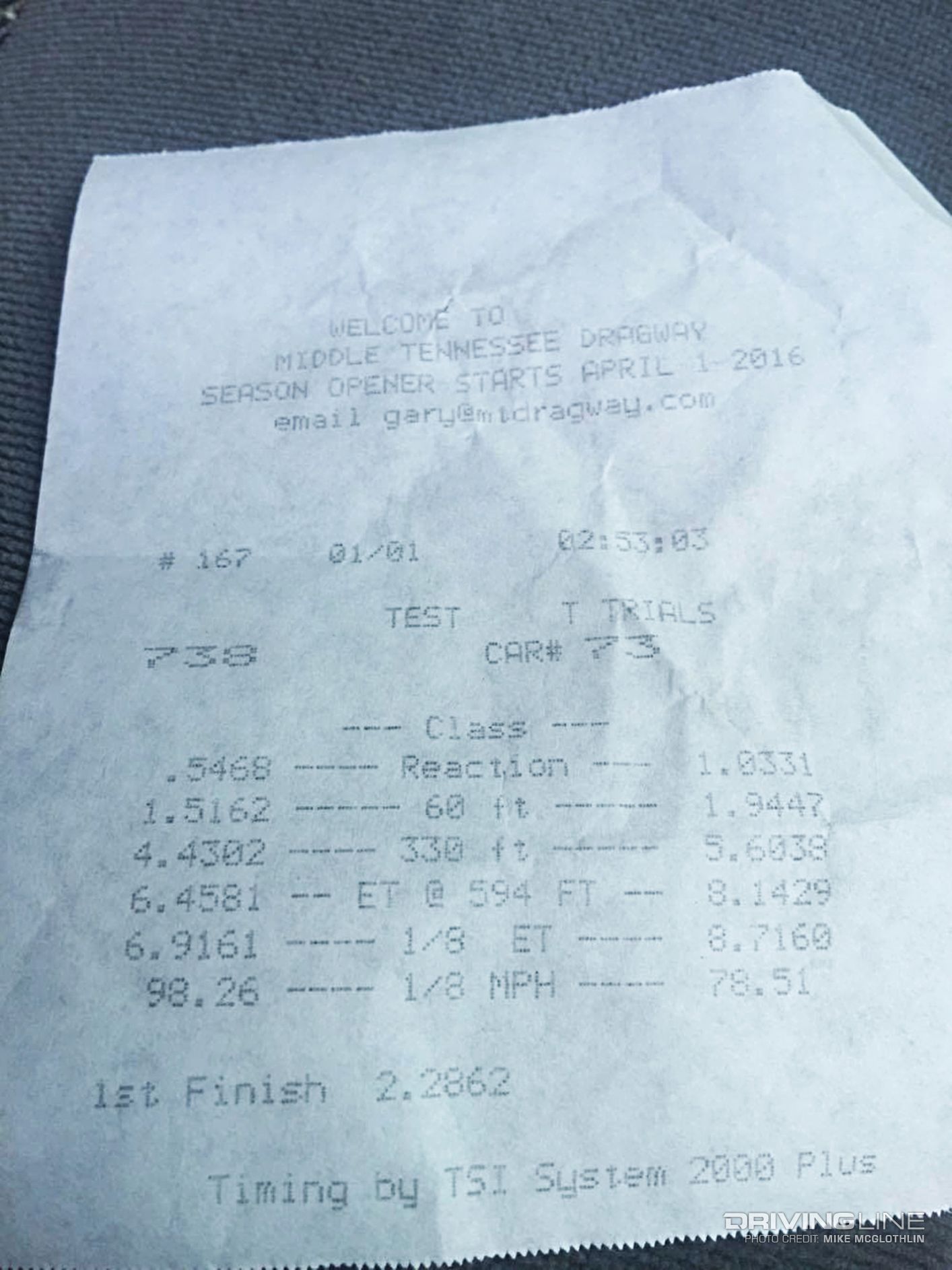 006 drag race time slip