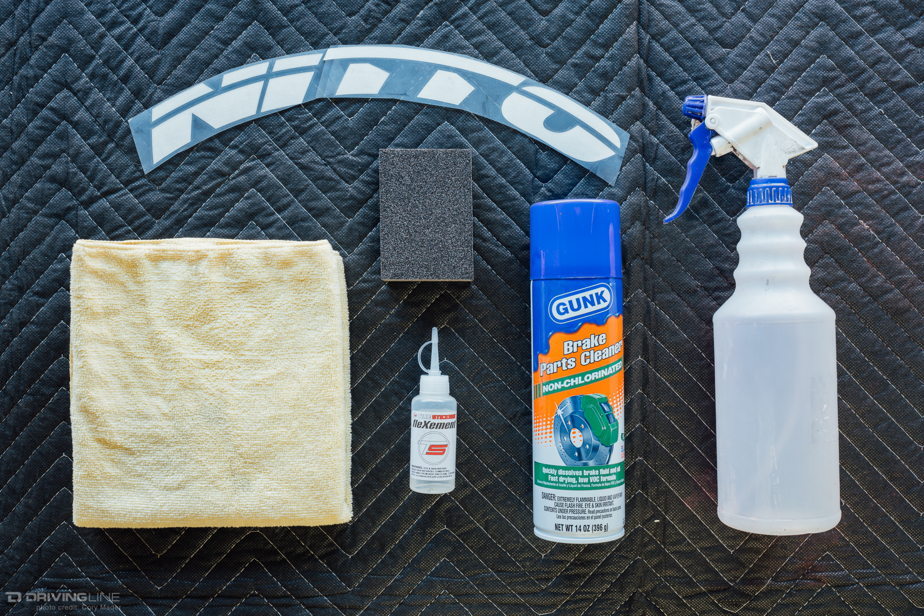 Supplies for applying Nitto tire sticker