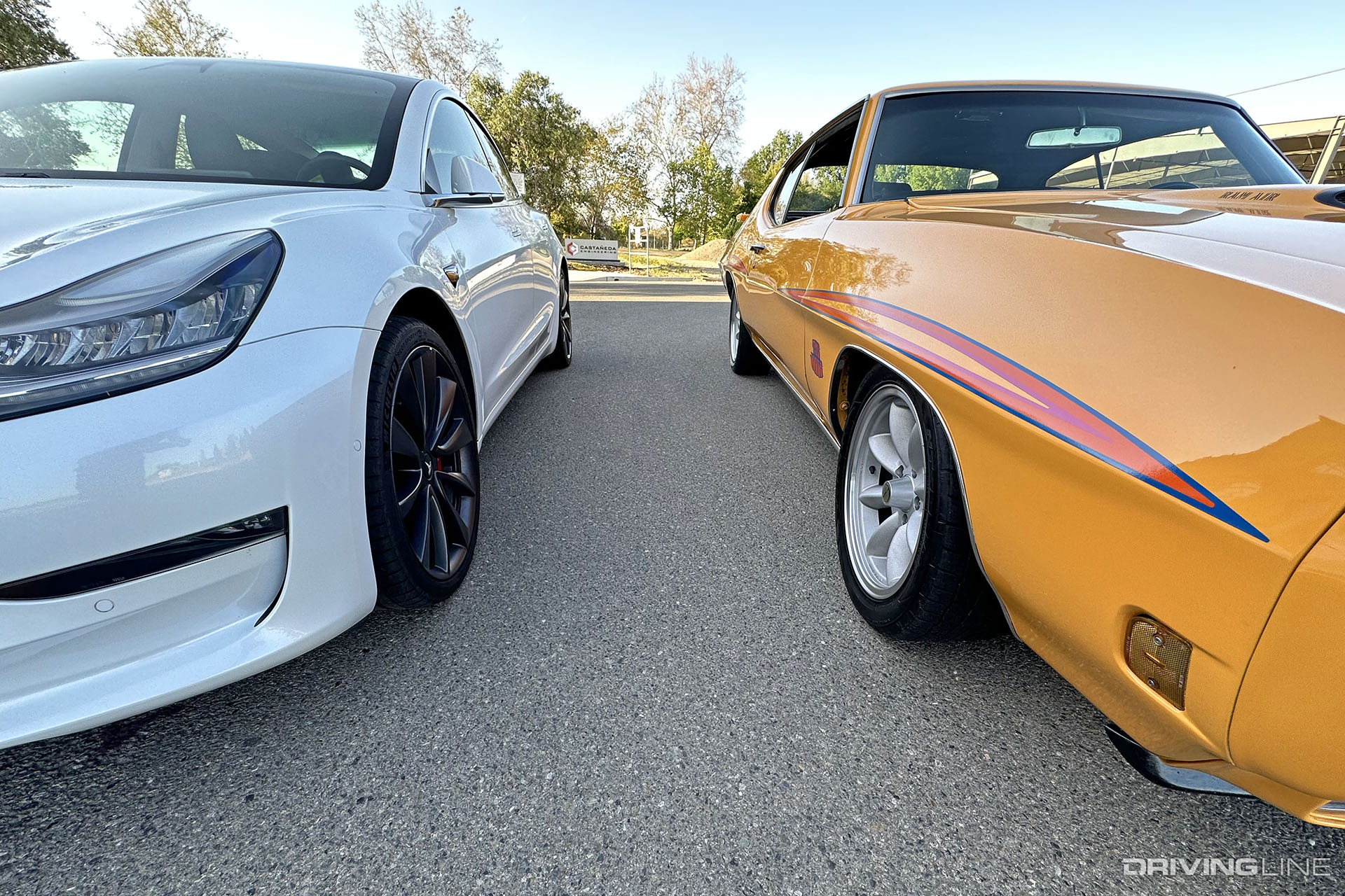 Tesla Model 3 and Pontiac GTO
