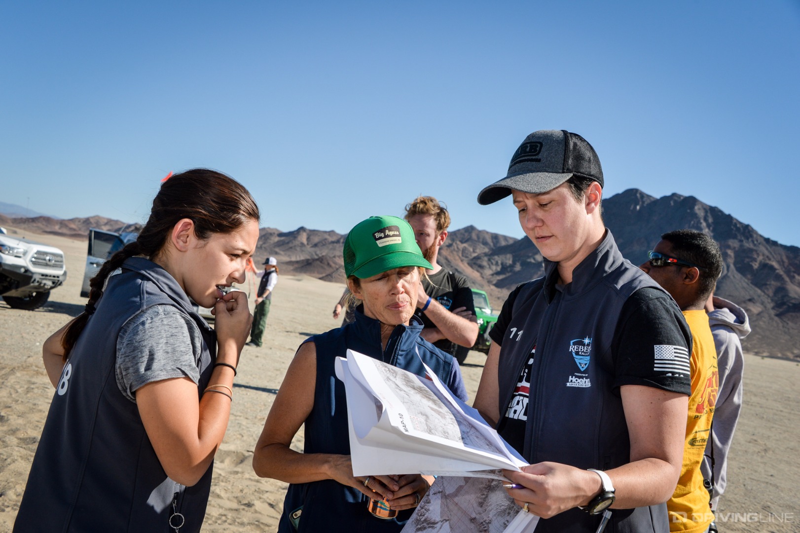 Bailey Campbell and Kendra Miller going over their course in the Rebelle Rally