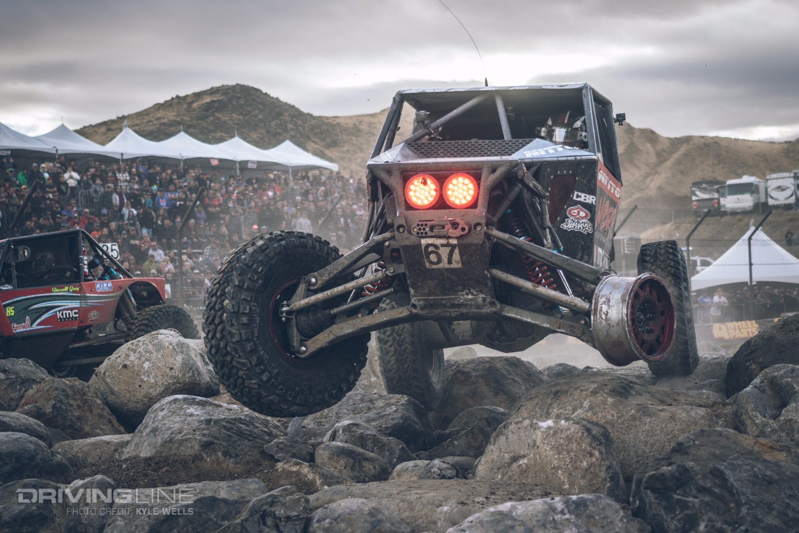 Loren Healy breaking through the rocks with only 3 tires