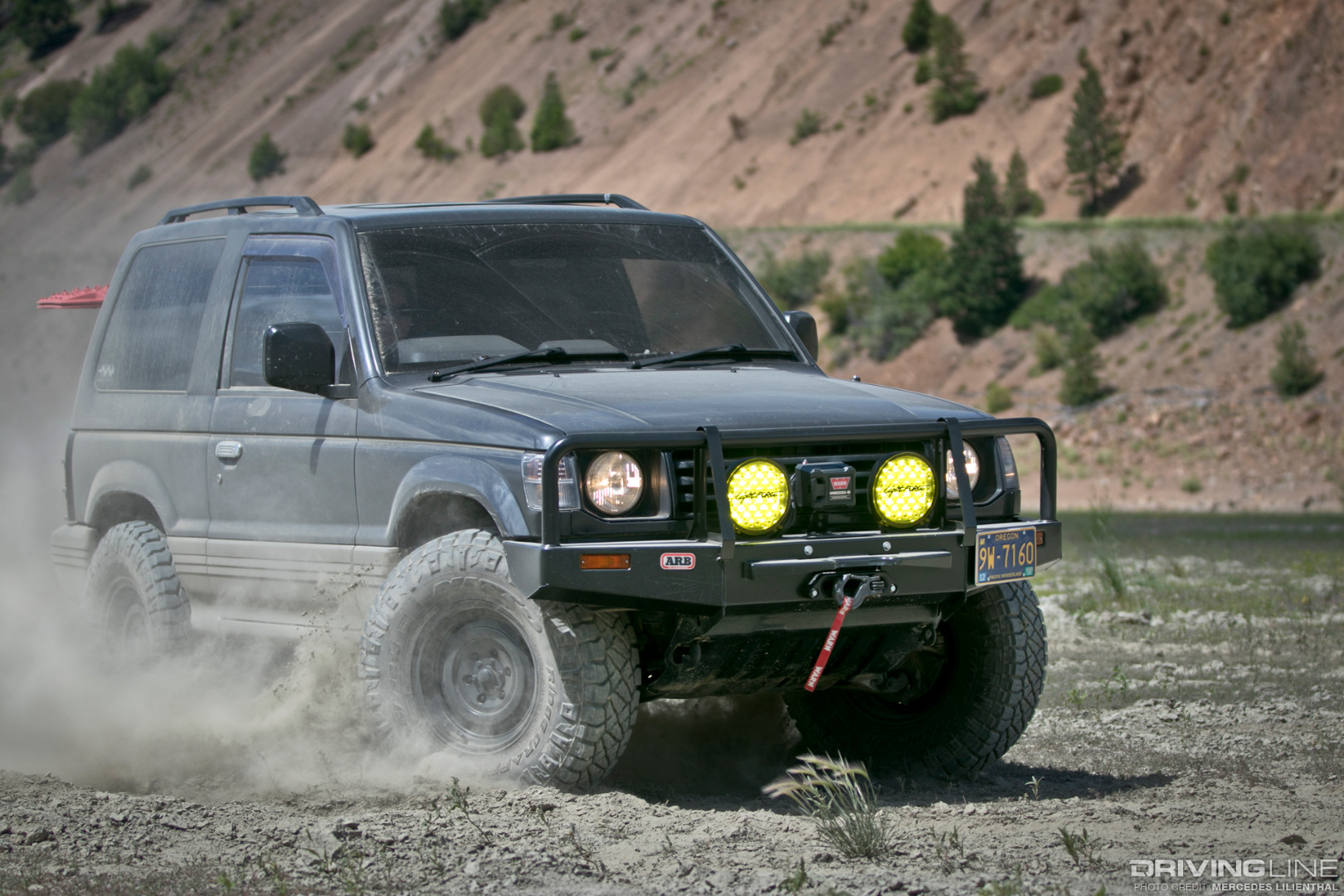 1991 Mitsubishi Pajero, with Nitto Ridge Grapplers, in silt