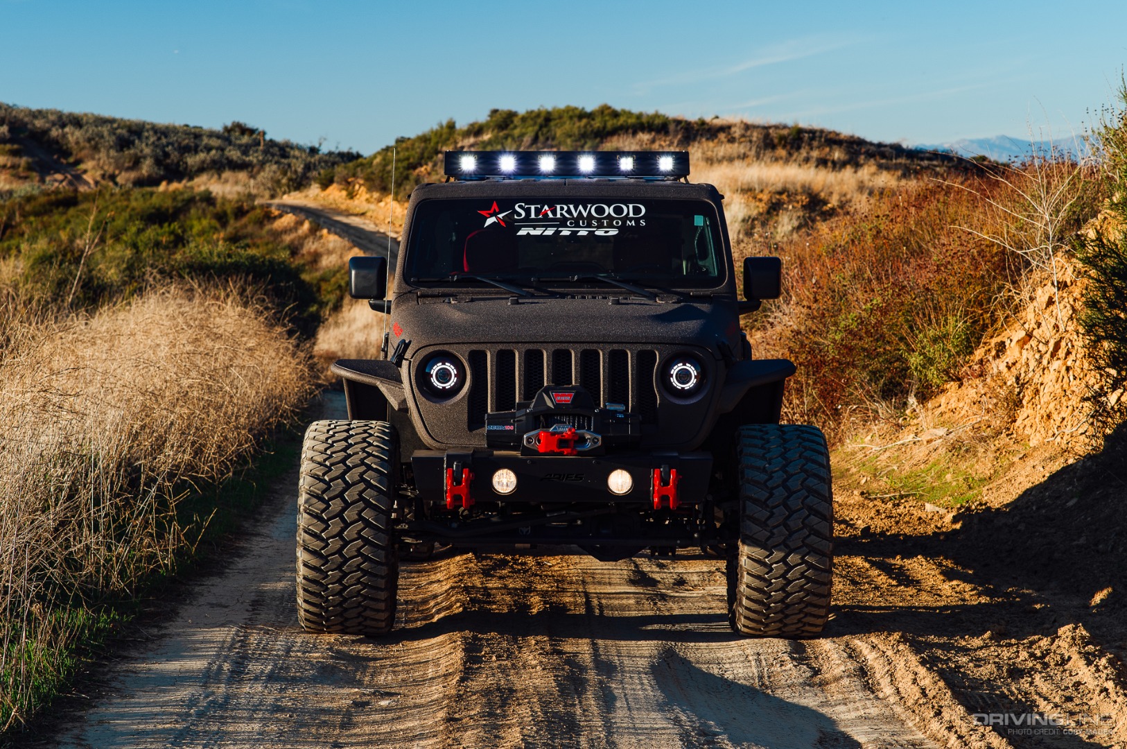 Starwood Motors Jeep JLU Turbo on Nitto Trail Grapplers Front Angle