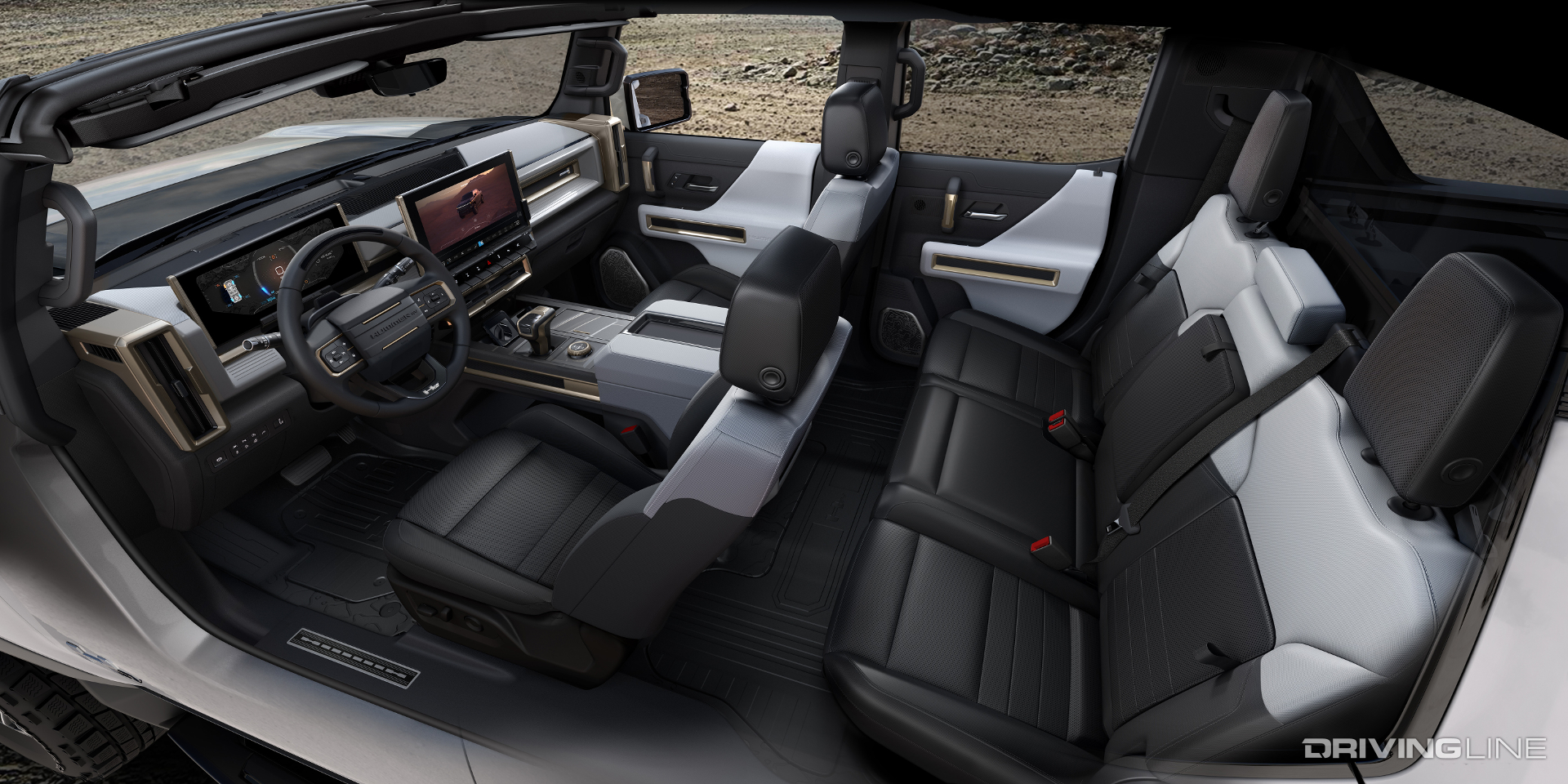 Hummer EV Full Interior With Infinity Roof and Sky Panels Removed From Driver Side