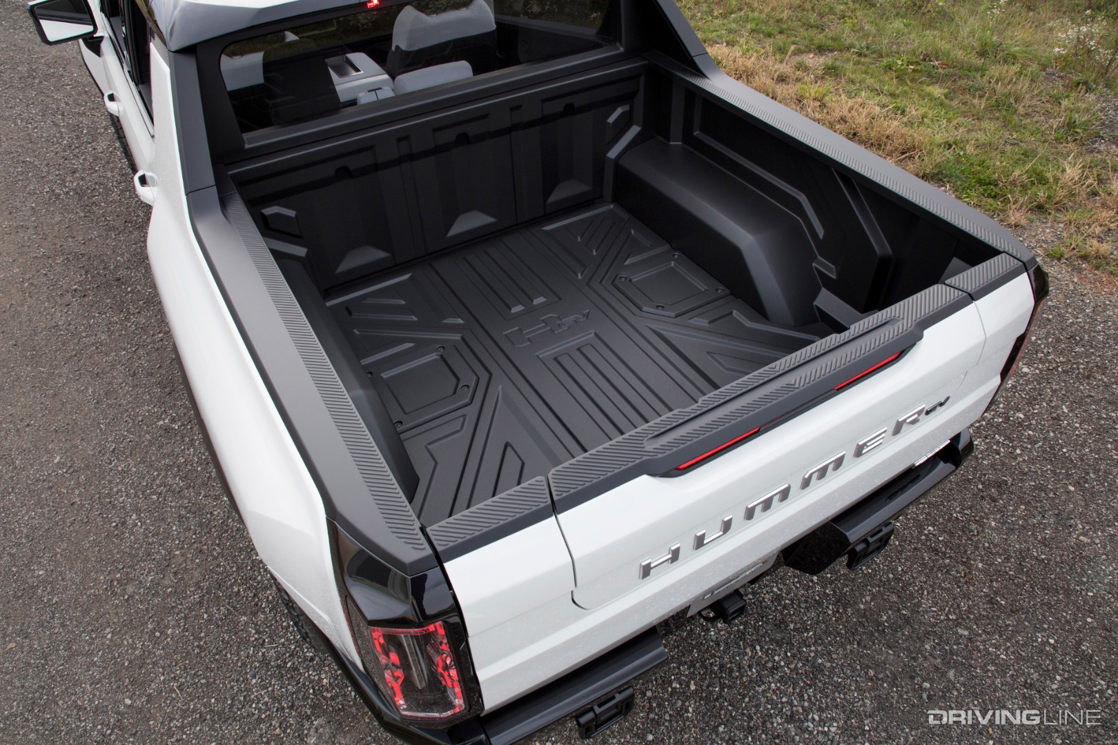 Hummer EV Truck Bed and Tailgate From Above Rear