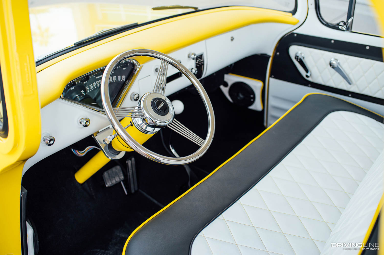 Interior of 1956 Chevy Truck high yellow