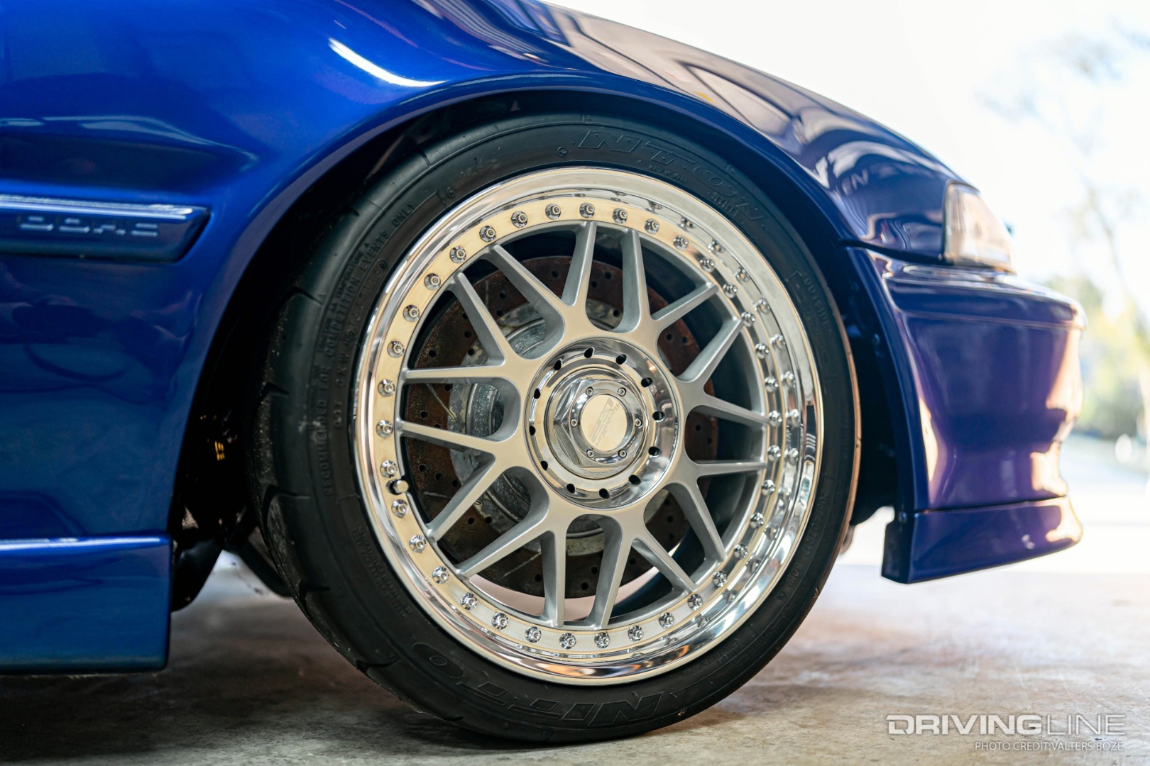 The Racing Hard C2 wheels, currently wrapped in Nitto NT01 tires, are the same wheels that Ron used to win shows back in the late 90's