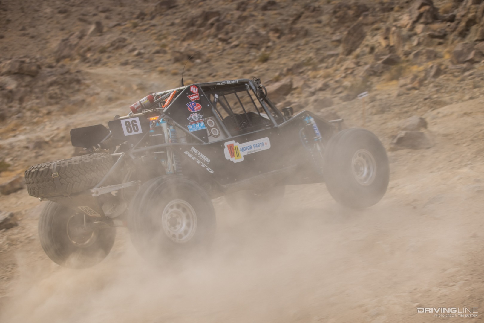 Marcos Gomez driving through the dust