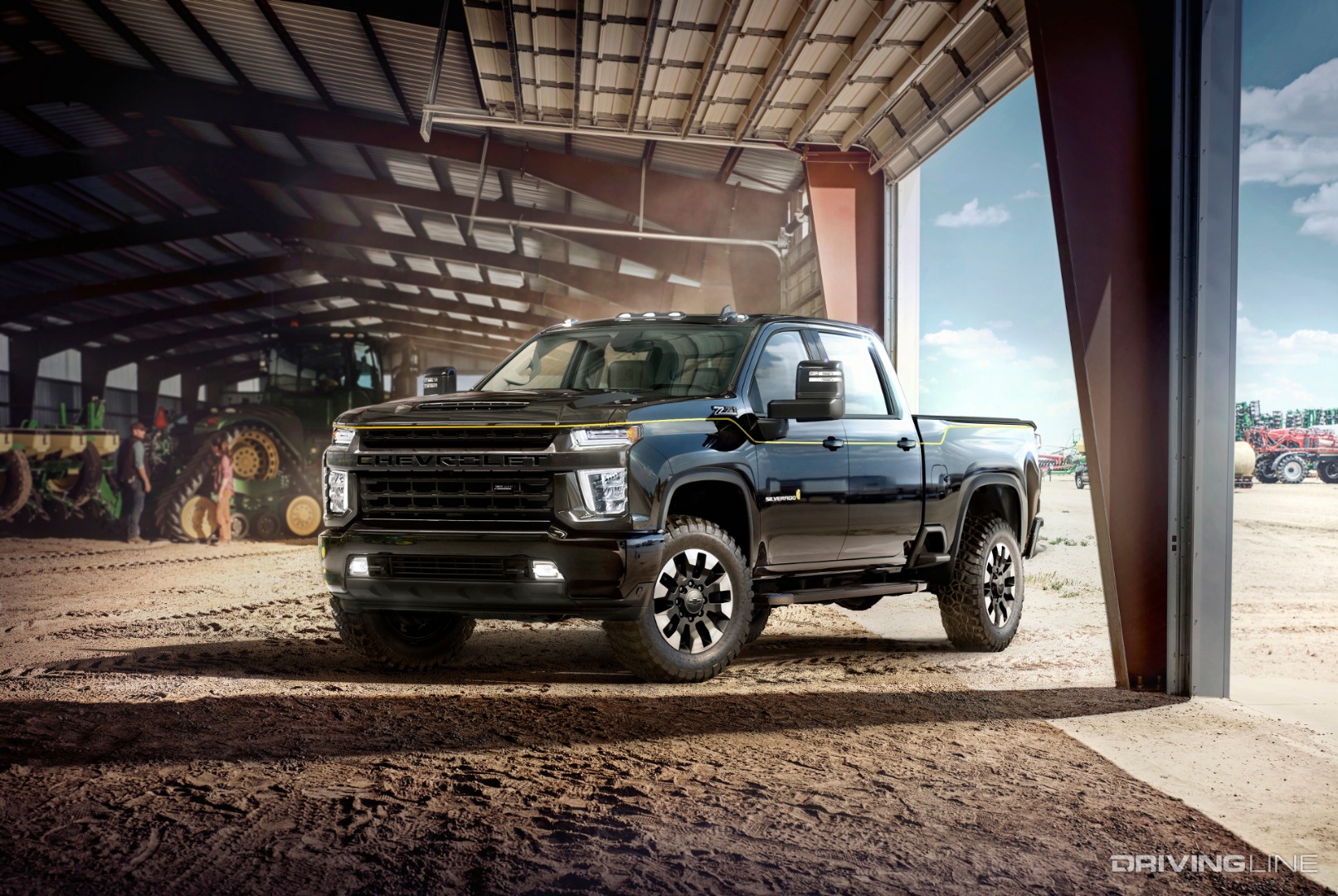 2021 Chevrolet Silverado front 3/4 in barn