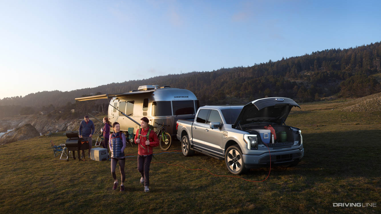F150 Lightning Electric Truck camping
