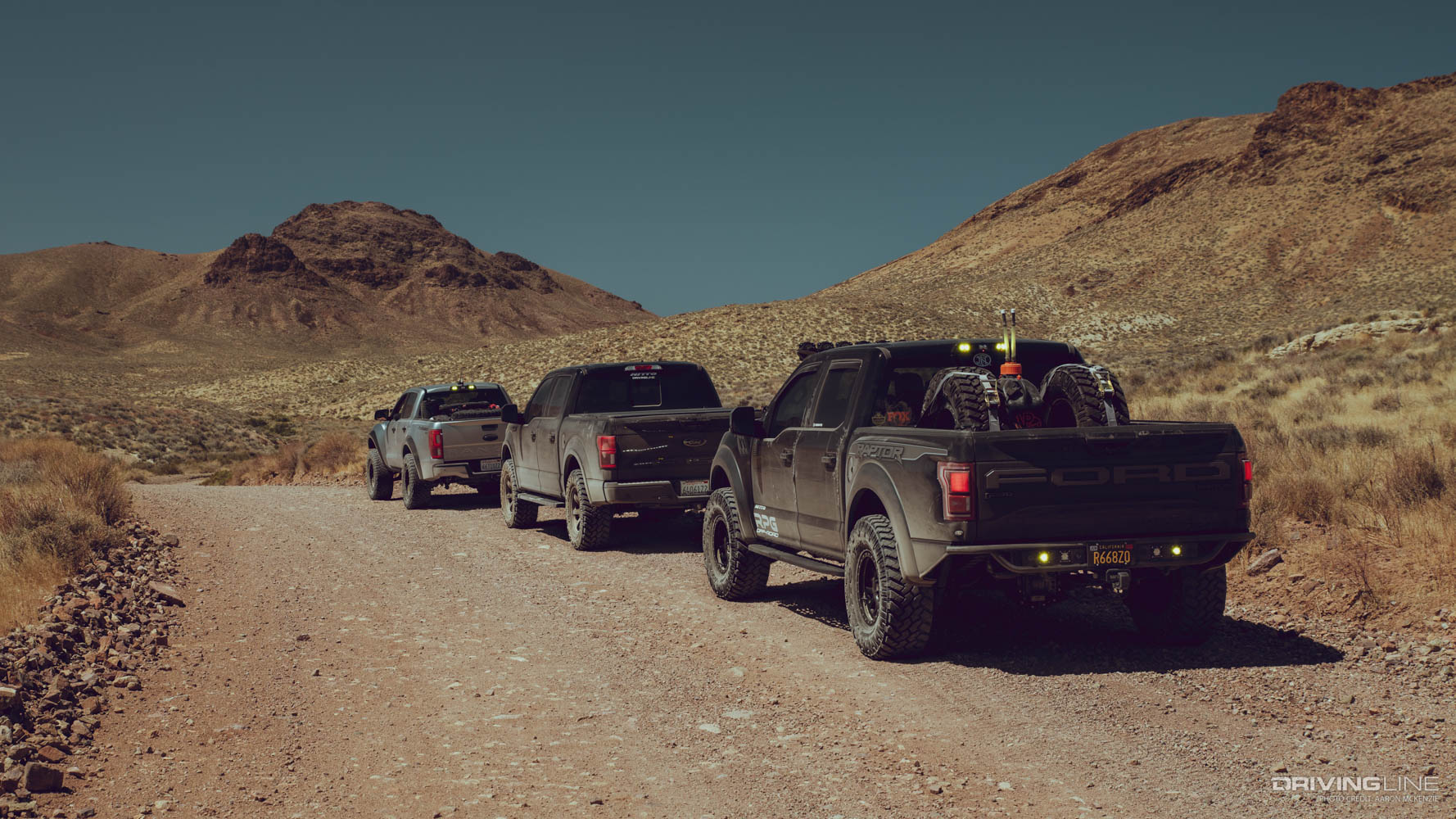 On the Trail: Titus Canyon with three Ford trucks