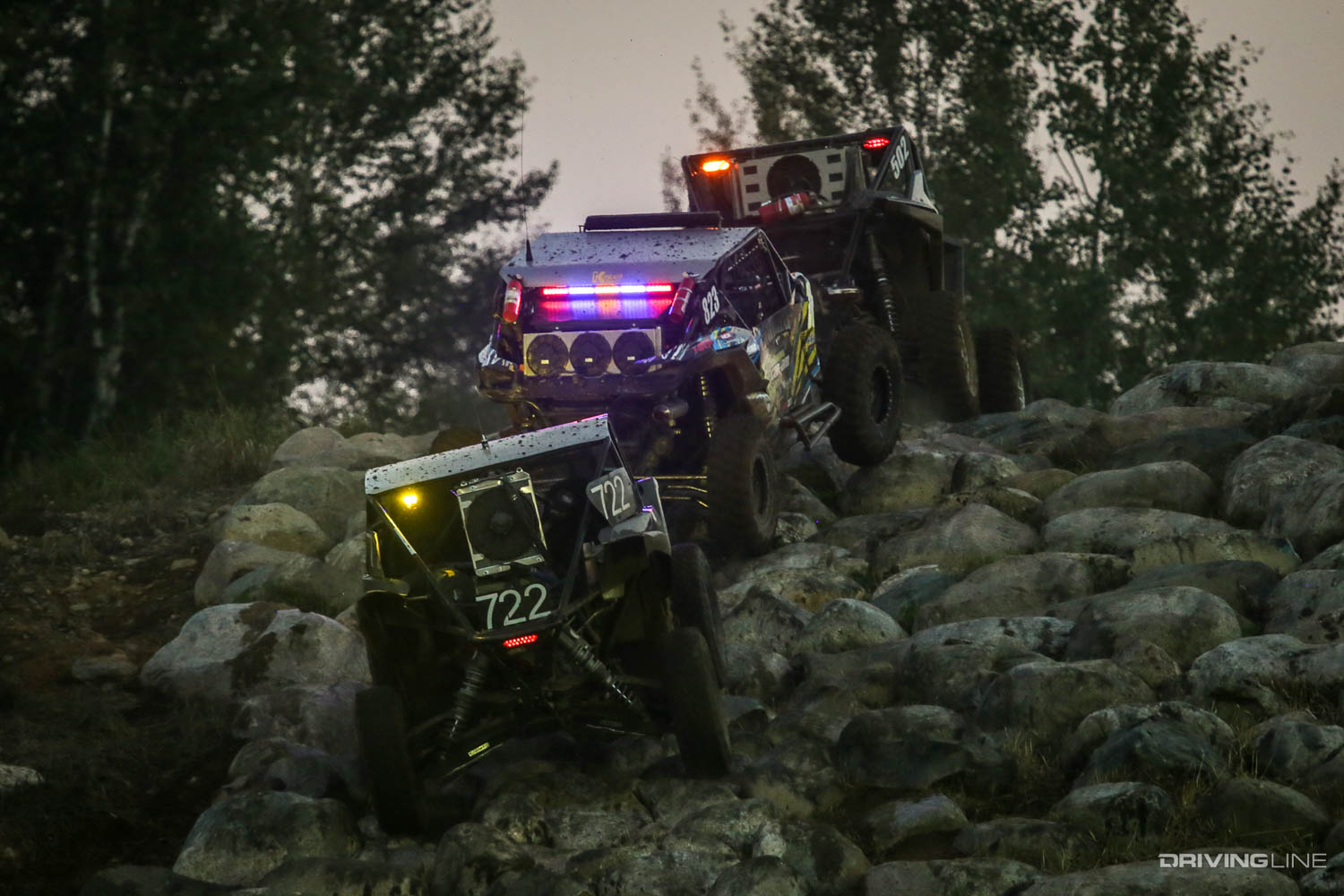 UTVs going up trail at 2021 Ultra4 Crandon
