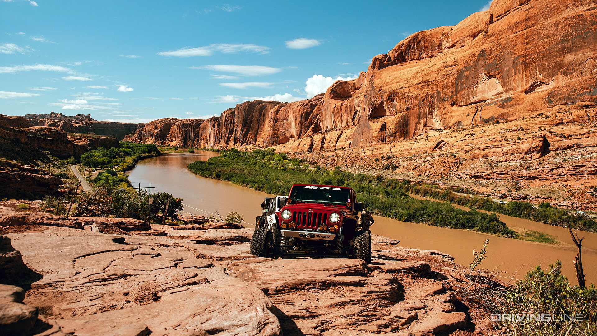 driving moab rim trail by jeep