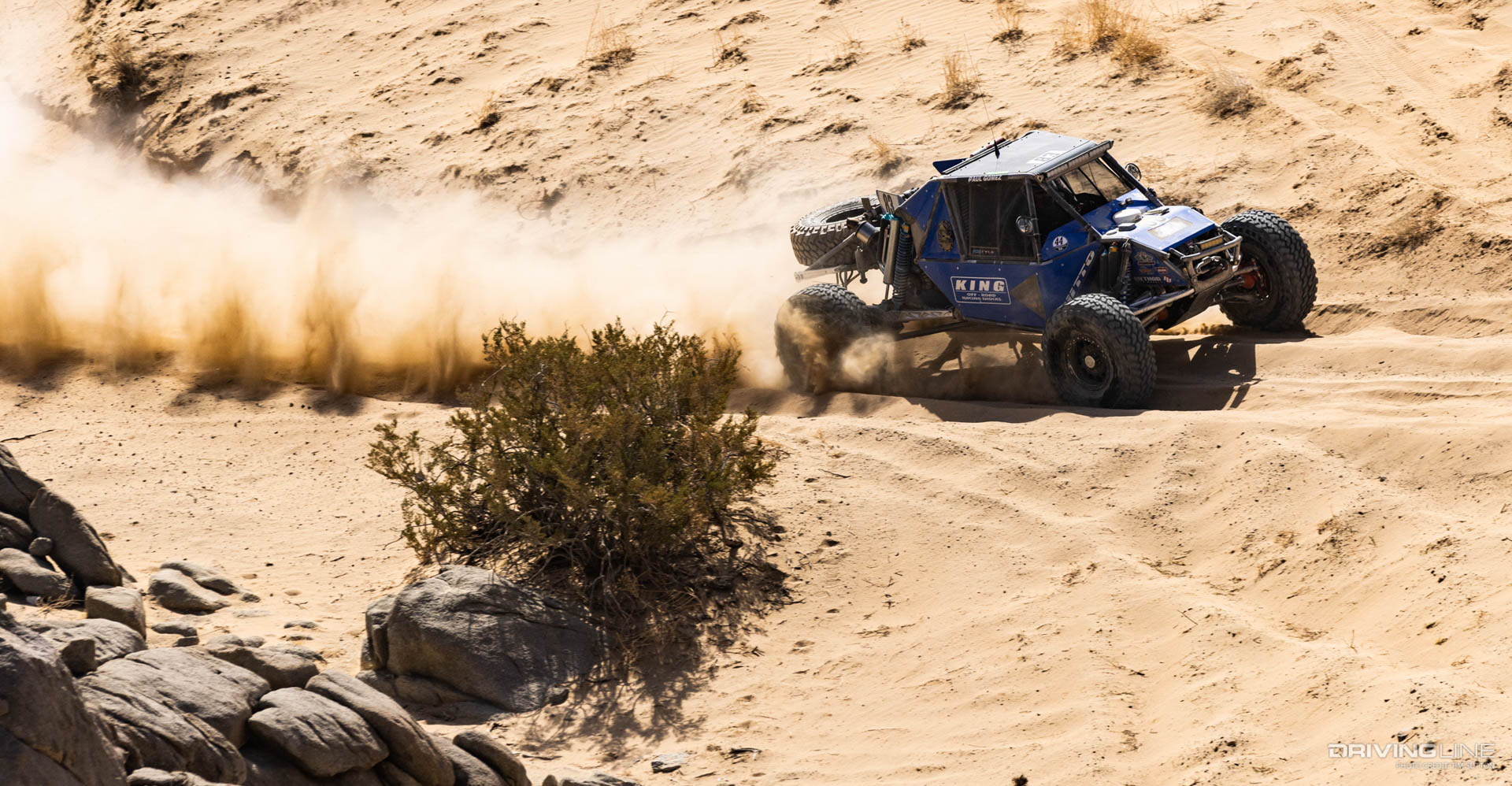 Raul Gomez racing in the sand at 2022 Ultra4 King of the Hammers, Nitto Race of Kings 4400 class