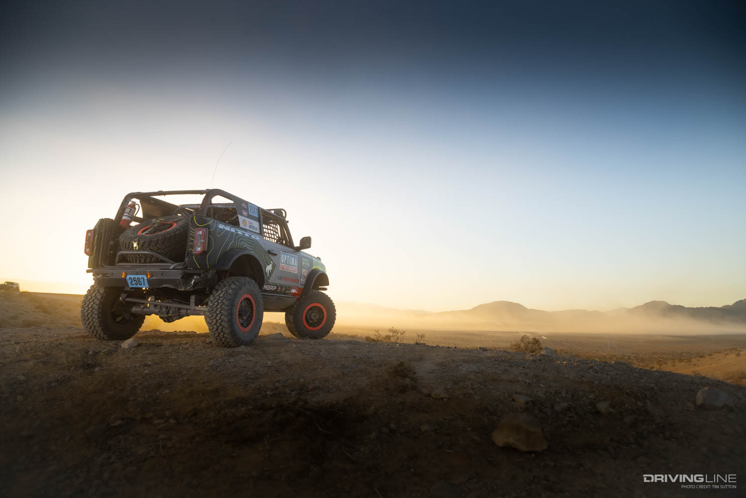 rear passenger side of 2022 Ford Bronco at King of the Hammers 2600 EMC off-road race