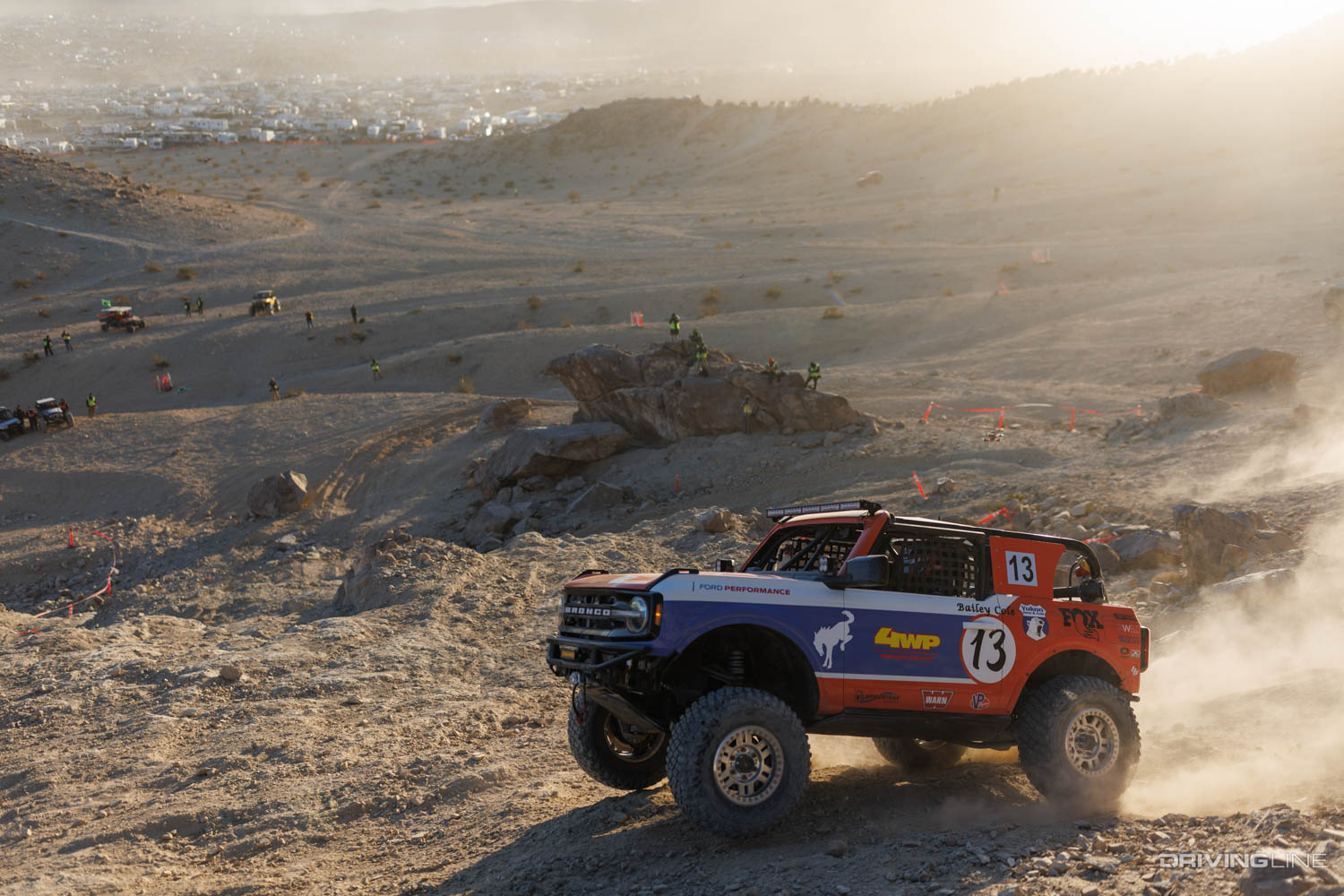 red white and blue 4600 stock class Ford Bronco at King of the Hammers 2022