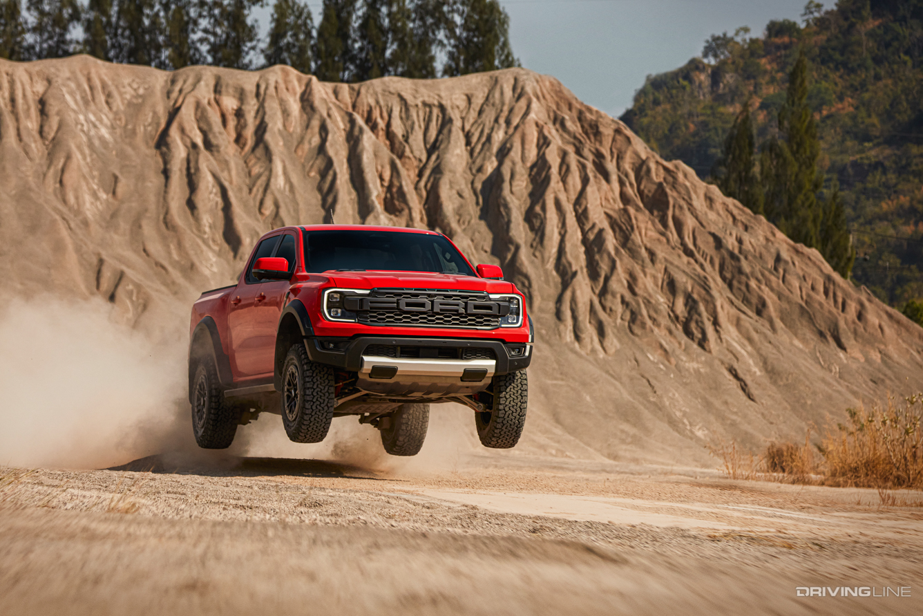 Ford Ranger Raptor Jumping in the dirt