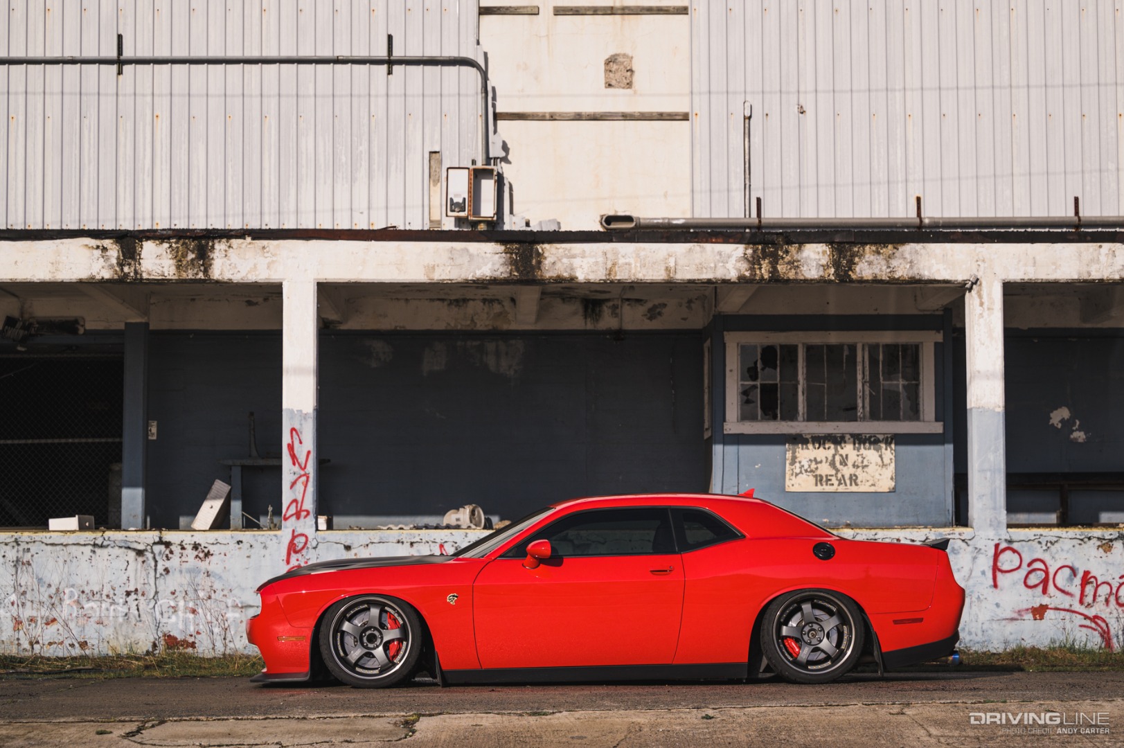 Lowered Challenger side profile orange