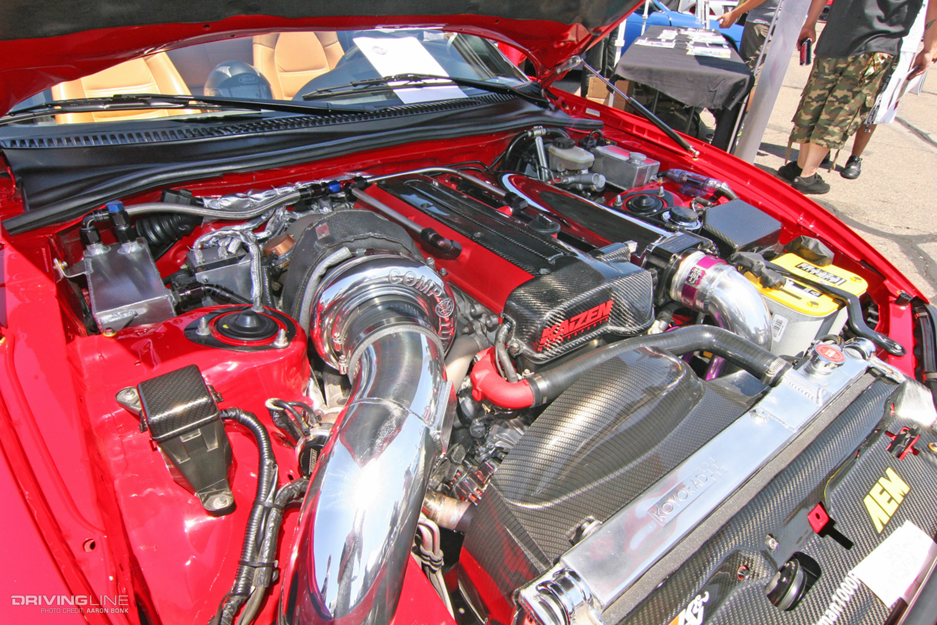2JZ in a red car's engine bay