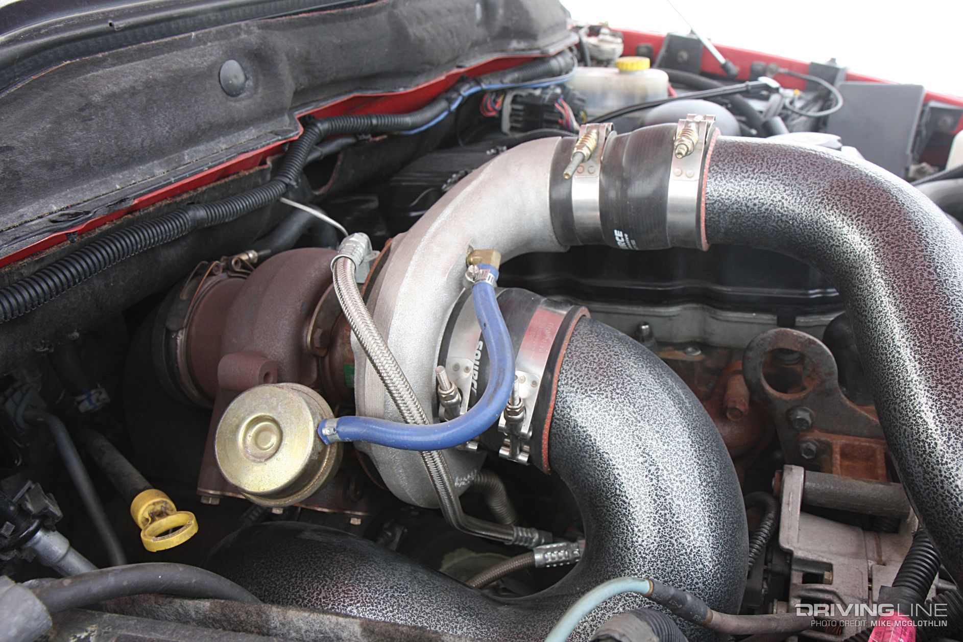 S362 and S475 compound turbo attached to a cummins diesel engine