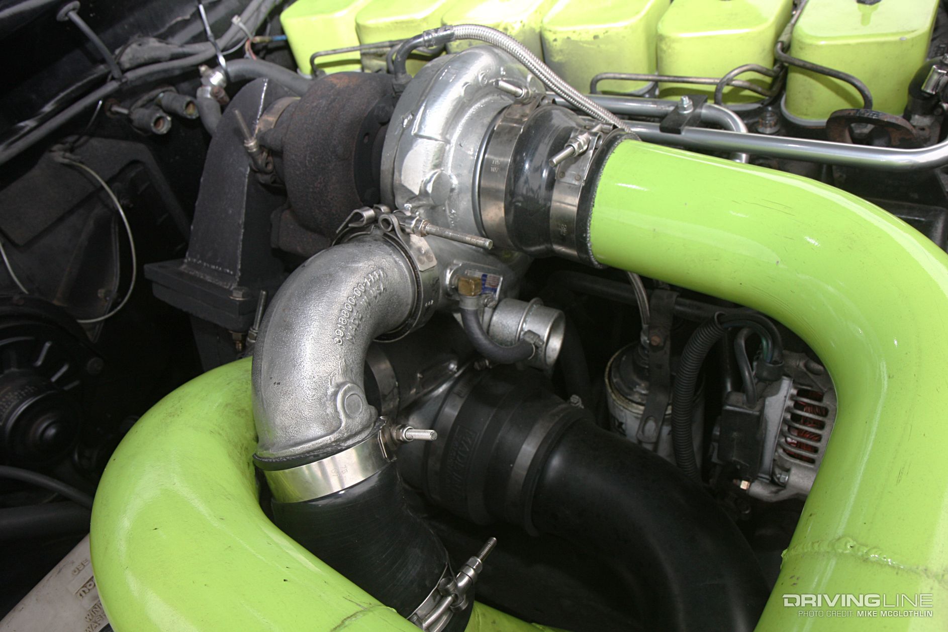 Budget compound turbo system with green tubes for a Cummins