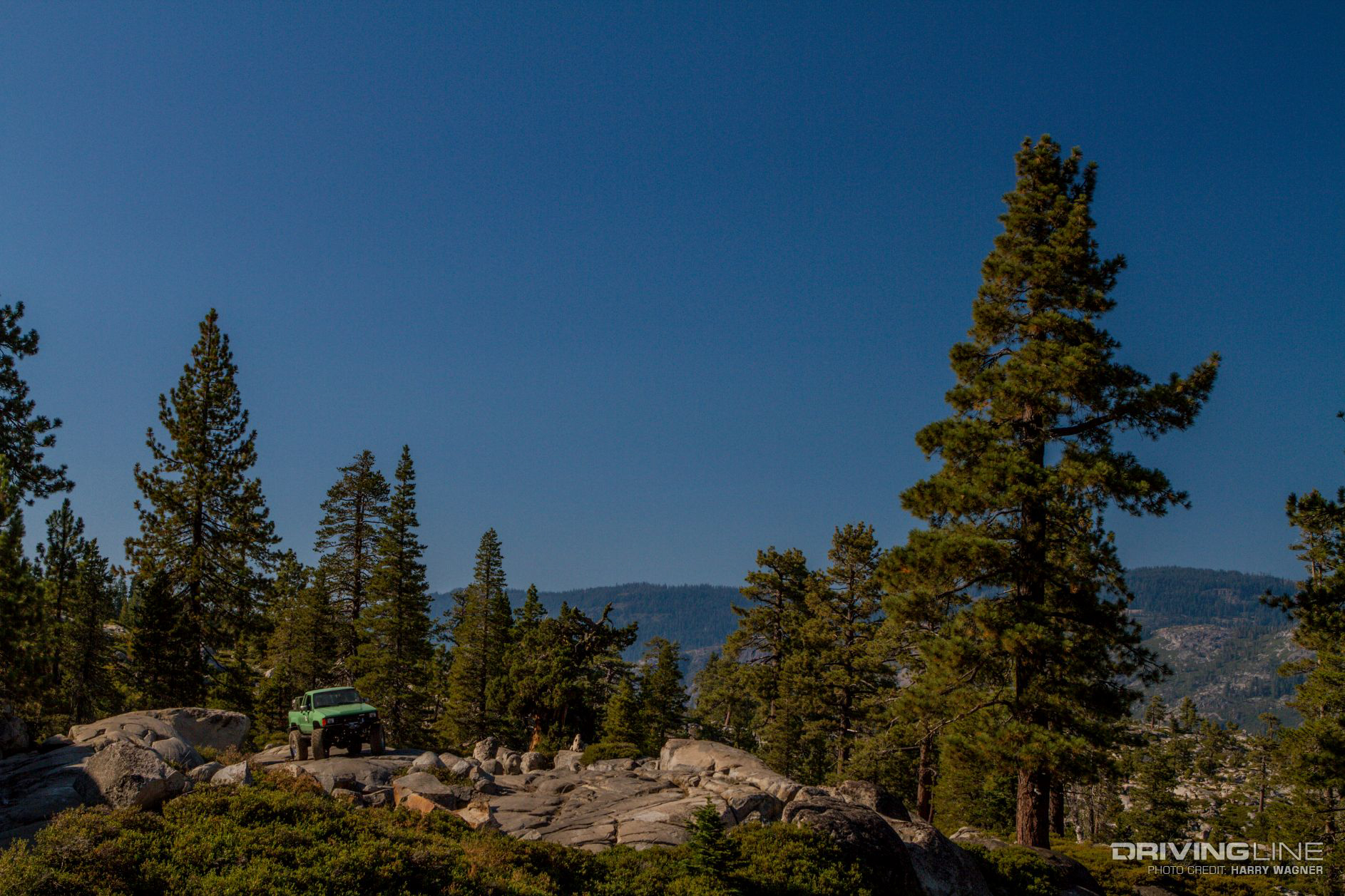 truck with scenic view on Rubicon Trail