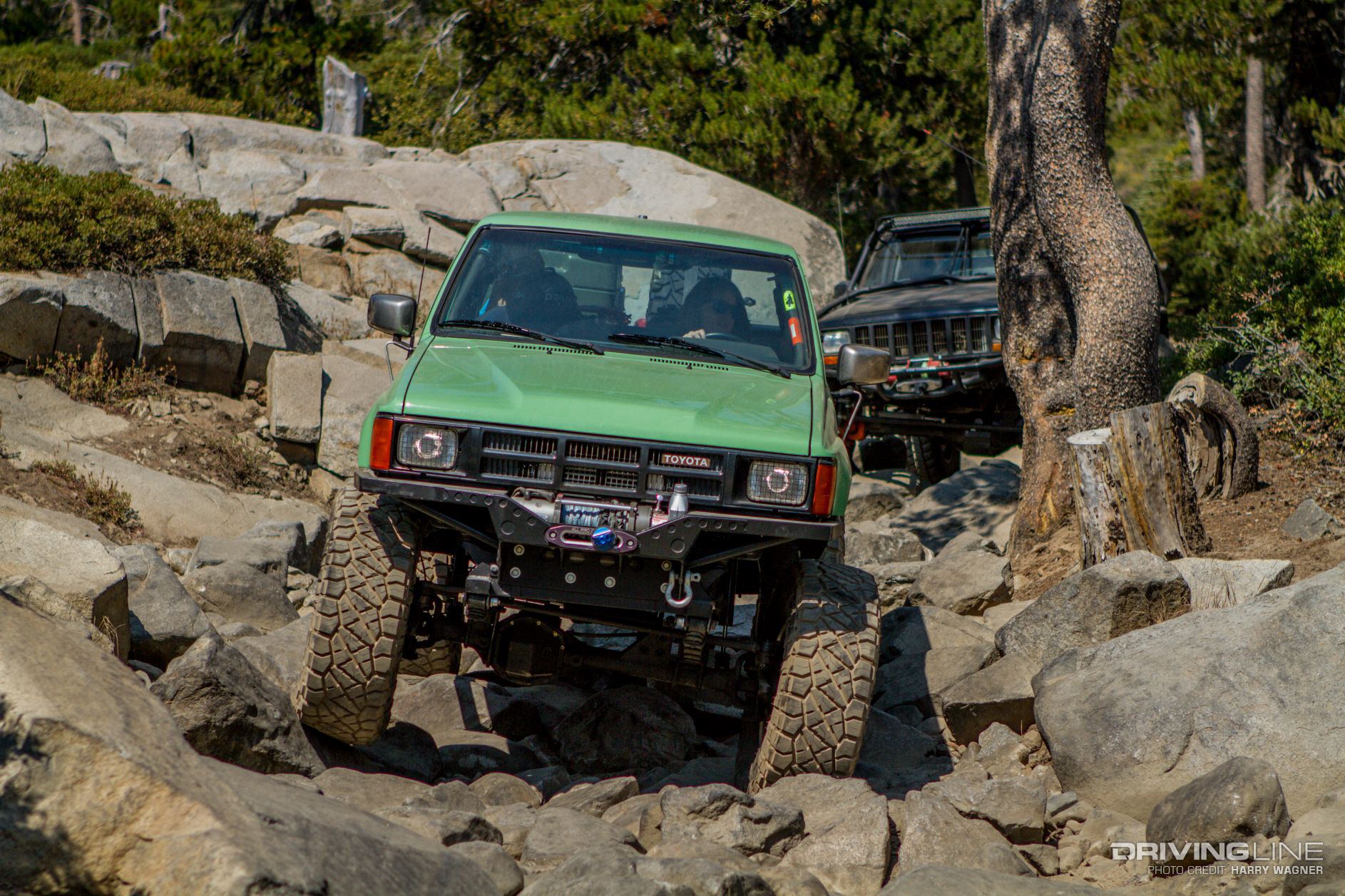 truck with Nitto Ridge Grapplers on jagged rocks