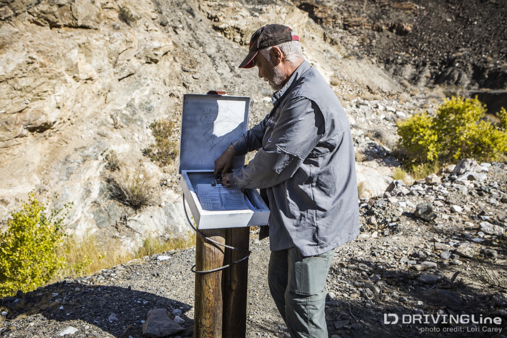 Signing the log at Surprise Canyon