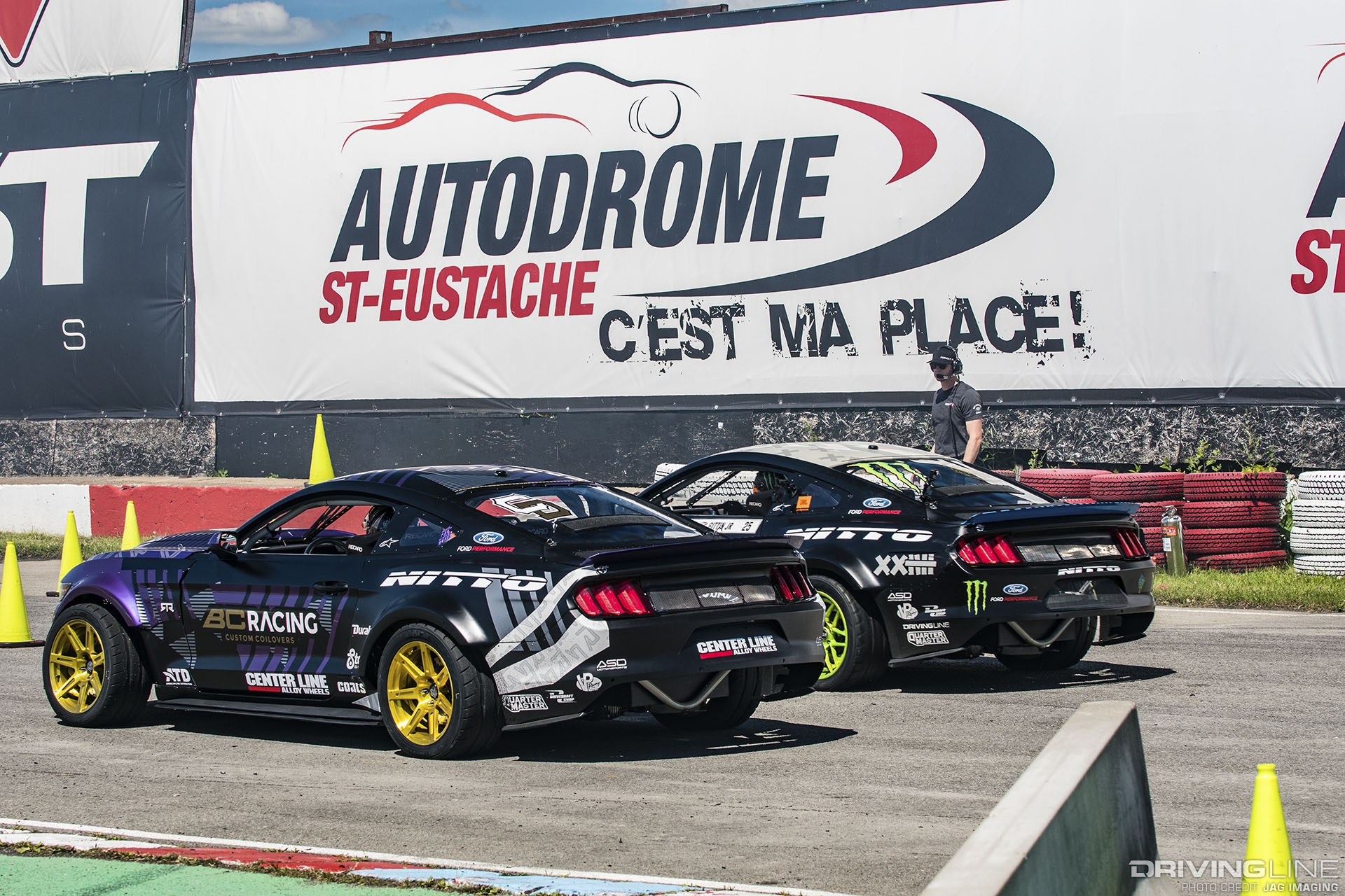 DeNofa and Gittin Jr. Mustang RTRs lined up at St. Eustache Autodrome