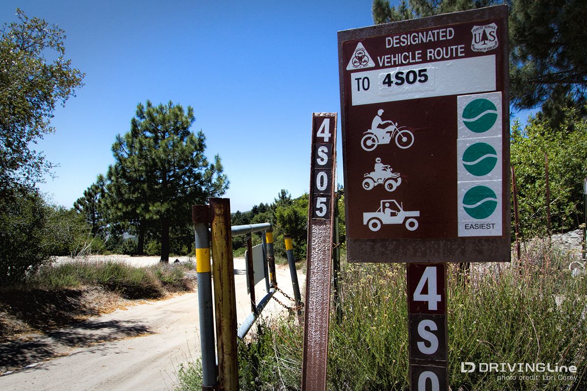 Trail sign marking Forest Route 450S in the San Bernardino National Forest