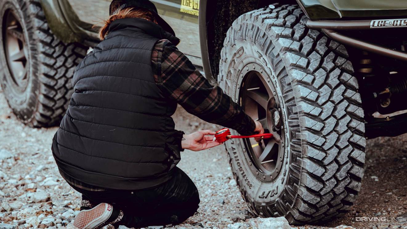 Airing down tires on the trail