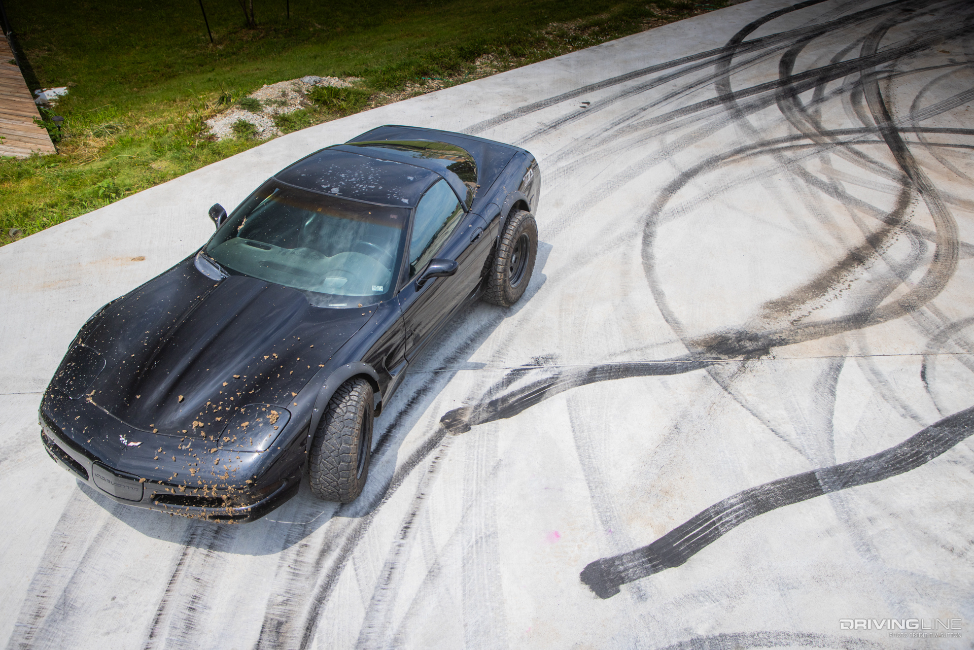 Lifted Corvette on Nitto Ridge Grappler tires top view