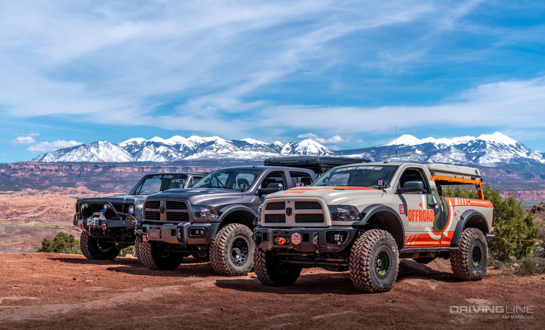 Three full-size off-road pickups
