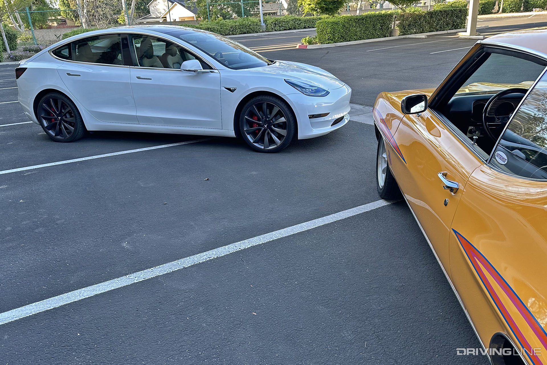 Tesla Model 3 and Pontiac GTO