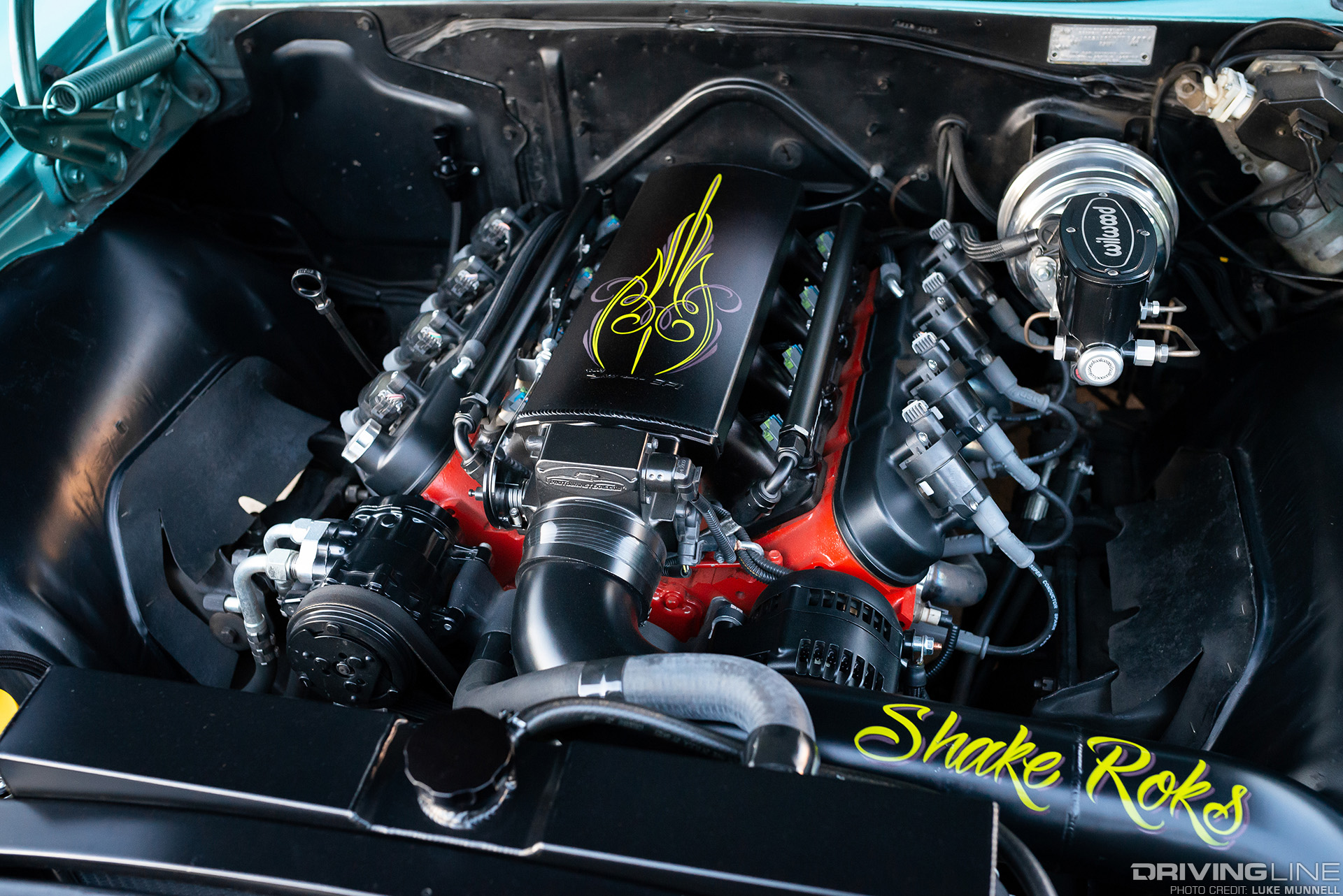 pinstriped chevy ls engine living in 1965 impala custom