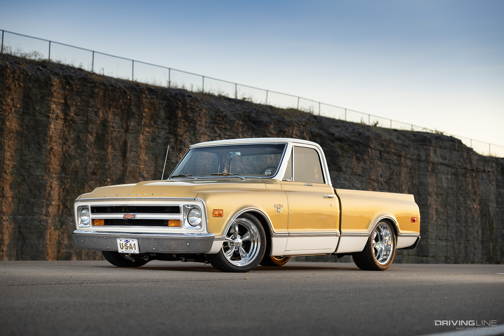 Front of Randy Bynum's '68 Chevy C10 CST Gold Anniversary Edition