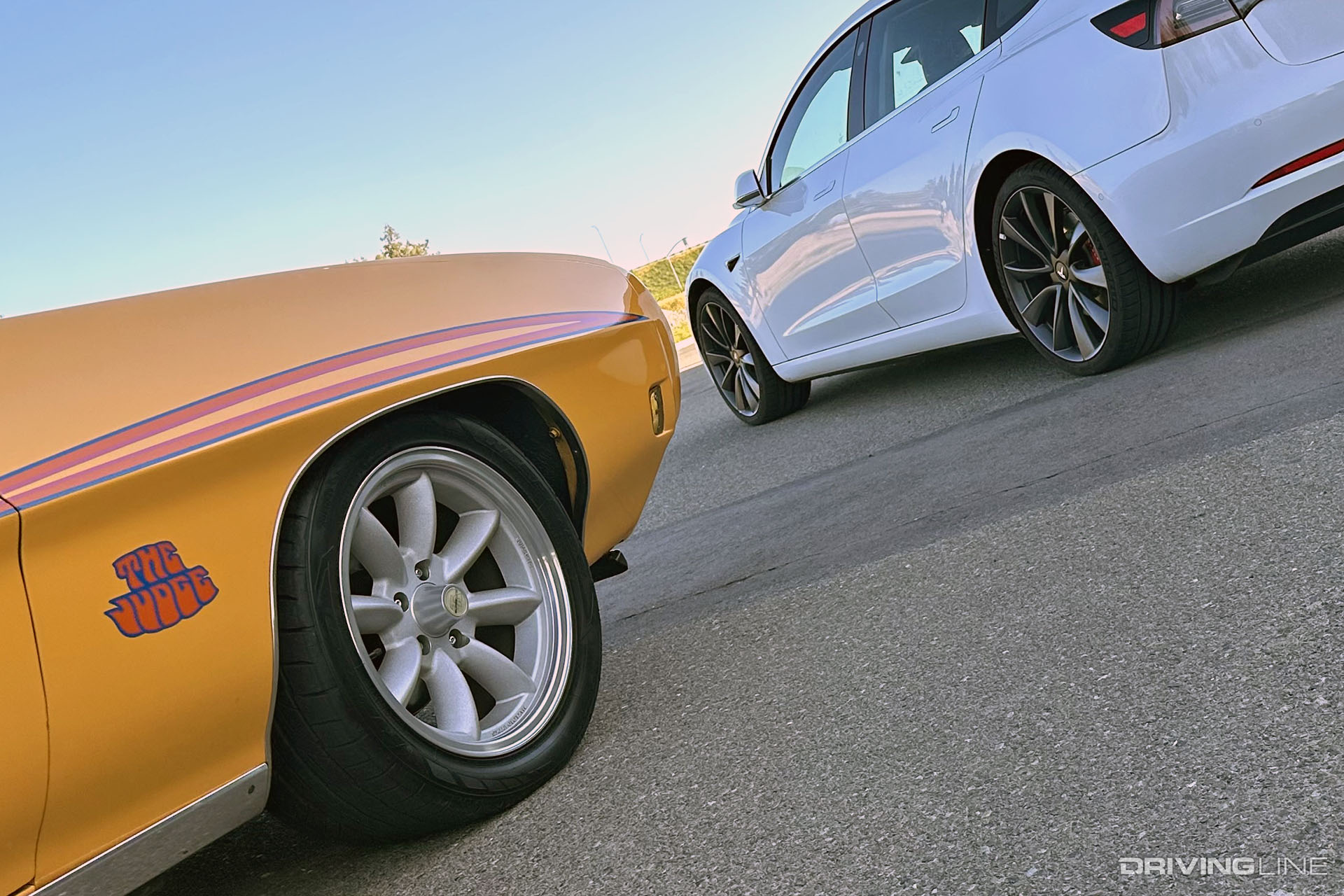 Tesla Model 3 and Pontiac GTO